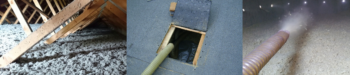 wdmuchiwanie granulatu blow in  wełną skalną i celulozą pod strop drewniany i betonowy na dachu